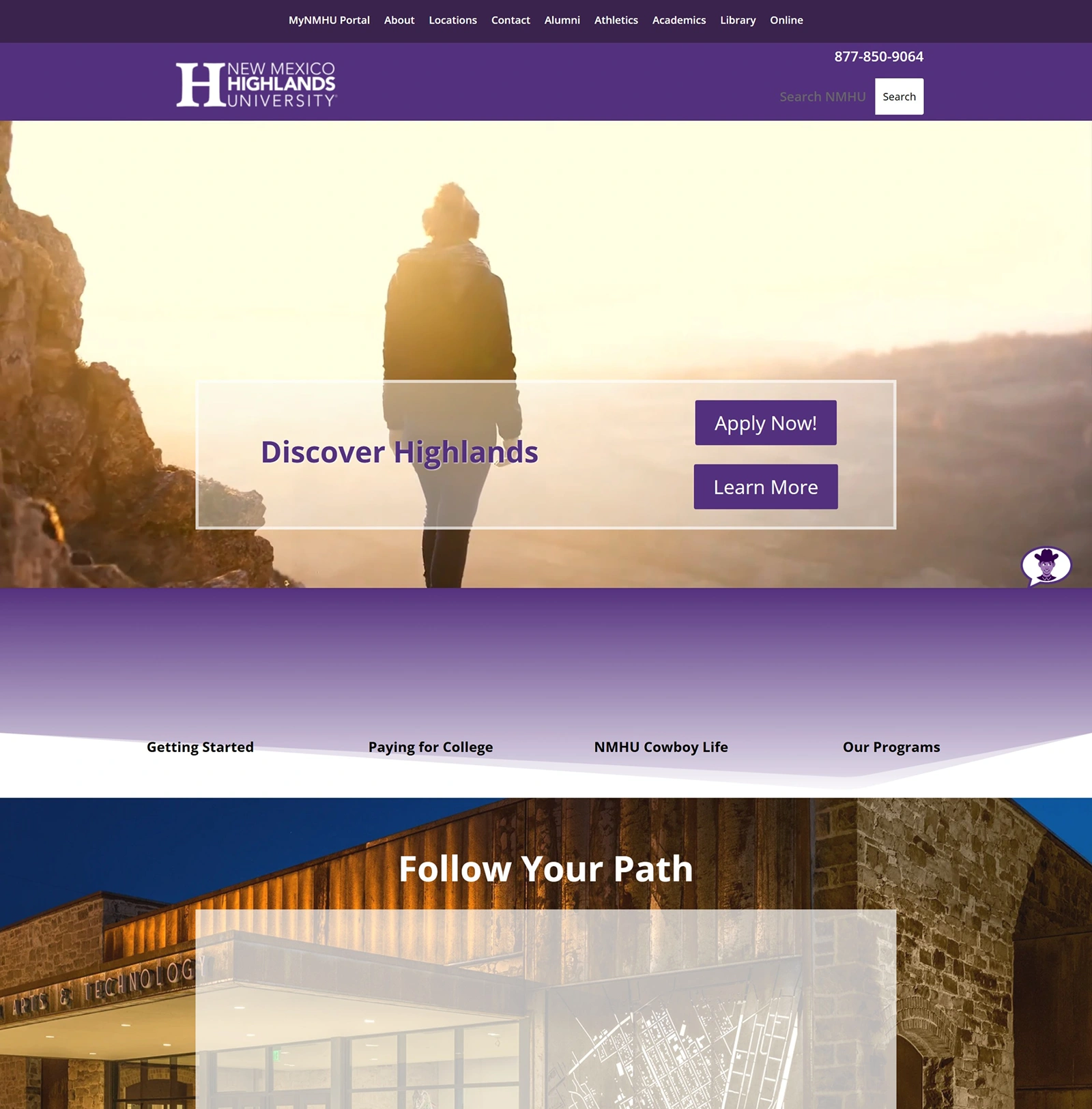 NMHU homepage after migration — new WordPress theme
